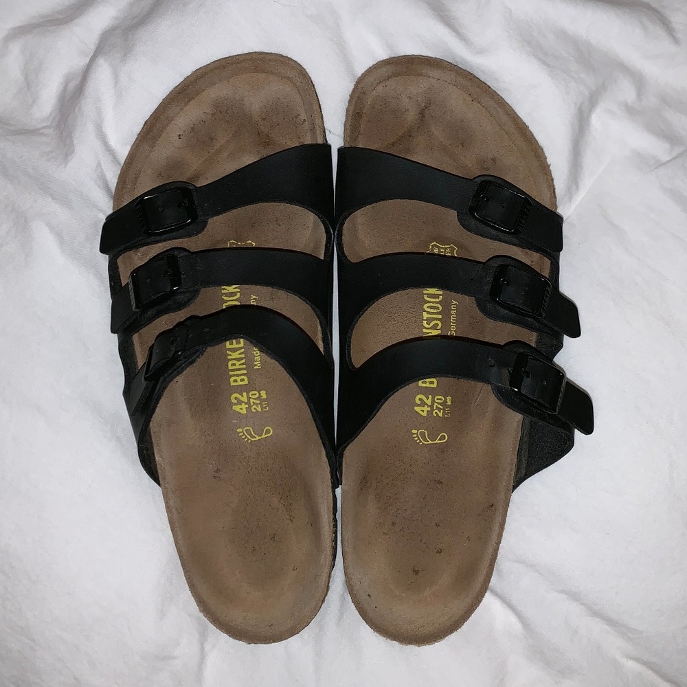 Birkenstock Florida - 3 Strap Black Sandals, sz 42